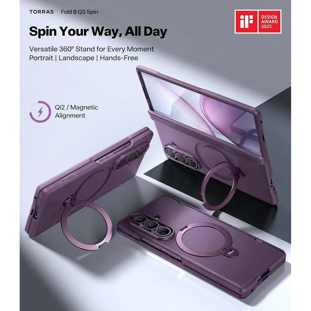 TORRAS Case Galaxy Z Fold 8 Ultra Purple NEW Magnetic Stand Hinge Protection